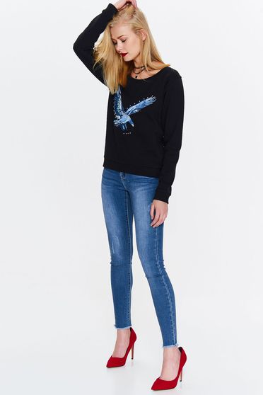 Bluza dama Top Secret neagra casual brodata din material fin la atingere