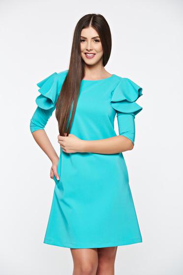 Rochie LaDonna mint cu croi larg cu volanase la maneca