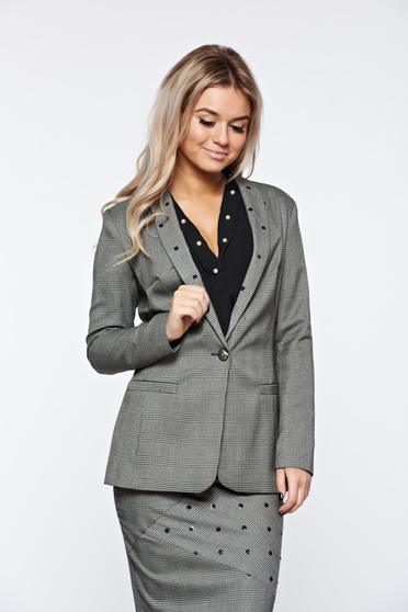 Sacou LaDonna gri office din stofa neelastica captusit pe interior
