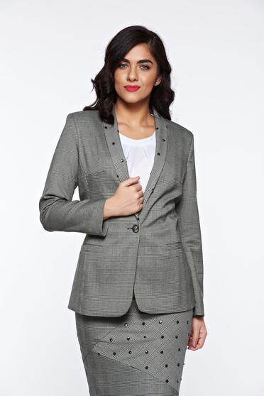 Sacou LaDonna gri office din stofa neelastica captusit pe interior