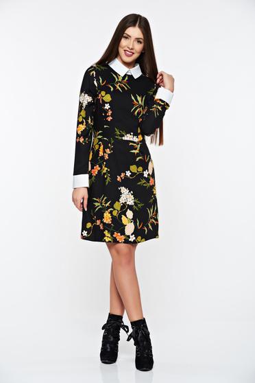 Rochie PrettyGirl neagra de zi din material vaporos captusita pe interior