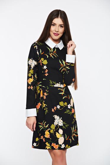 Rochie PrettyGirl neagra de zi din material vaporos captusita pe interior