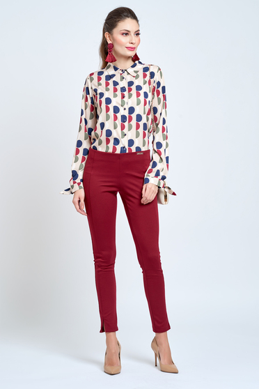 Pantaloni PrettyGirl visinii casual conici cu elastic in talie