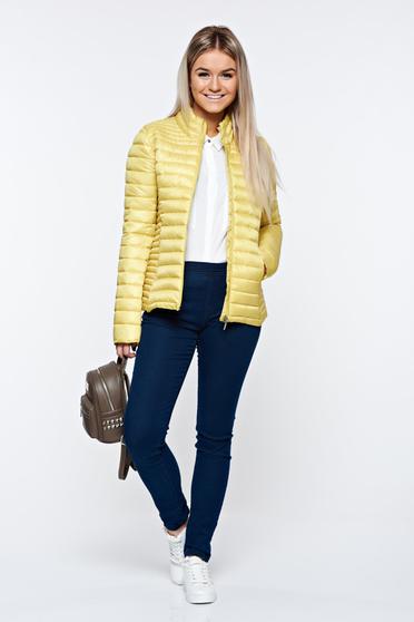 Geaca Top Secret galbena casual din fas cu buzunare