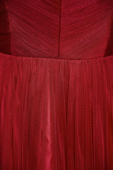 poze cu Rochie Ana Radu visinie de lux tip corset din tul captusita pe interior