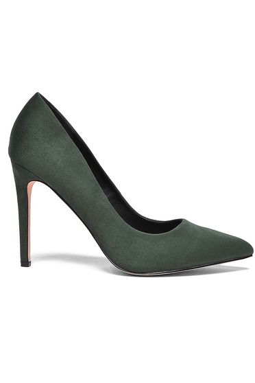poze cu Pantofi Top Secret khaki cu toc inalt cu varful usor ascutit
