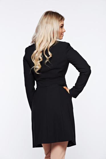 poze cu Trench Artista negru office din material usor elastic captusit pe interior cu buzunare