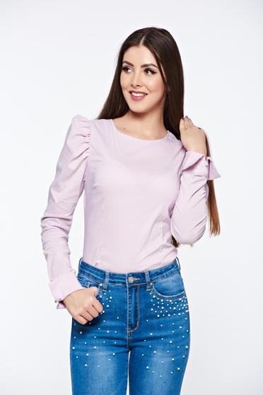 Camasa dama Artista rosa din bumbac elastic cu un croi mulat