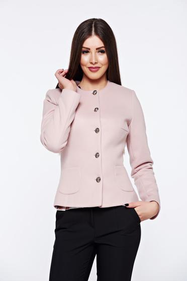 Sacou LaDonna rosa elegant cambrat din stofa neelastica captusit pe interior