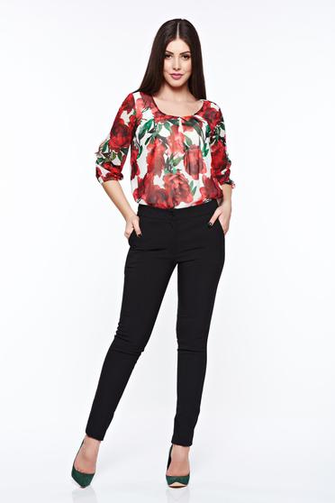 poze cu Pantaloni LaDonna negri office conici cu talie medie din material usor elastic