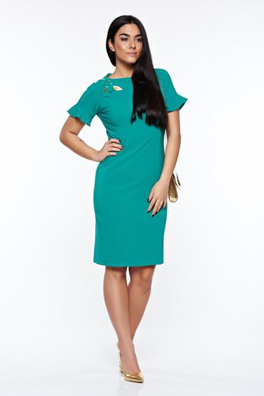 Rochie LaDonna verde eleganta captusita pe interior cu aplicatii cusute manual