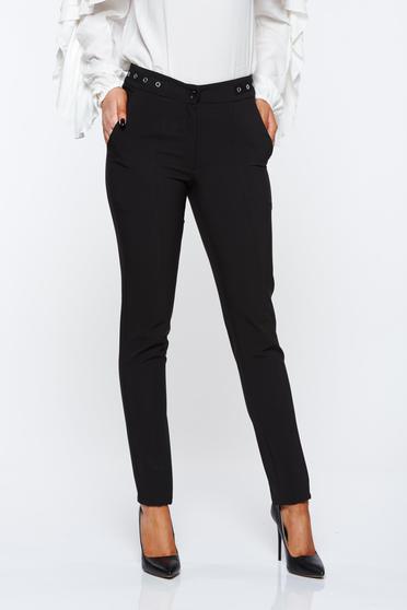 poze cu Pantaloni LaDonna negri office conici cu talie medie din material usor elastic