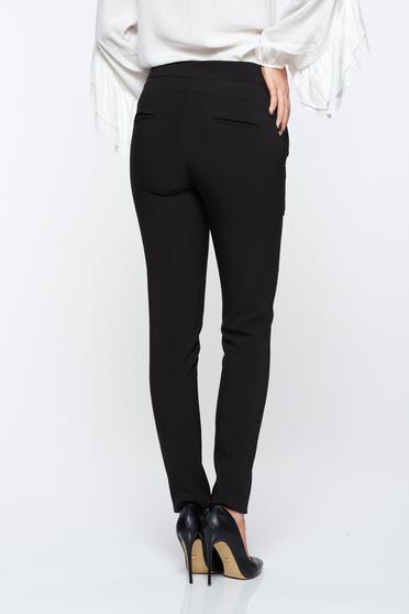 poze cu Pantaloni LaDonna negri office conici cu talie medie din material usor elastic