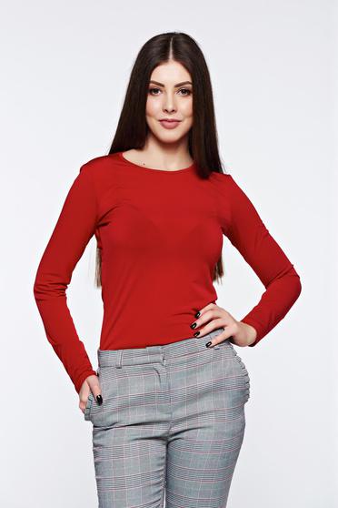poze cu Bluza dama LaDonna rosie basic cu un croi mulat din material usor elastic