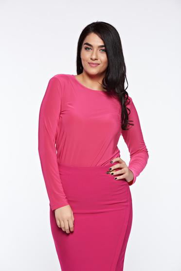 Bluza dama LaDonna roz basic cu un croi mulat din material usor elastic