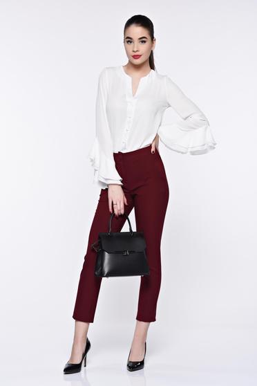 poze cu Camasa dama PrettyGirl alba eleganta din material vaporos cu decolteu in v