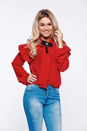 Camasa dama PrettyGirl rosie eleganta cu croi larg din material vaporos si transparent