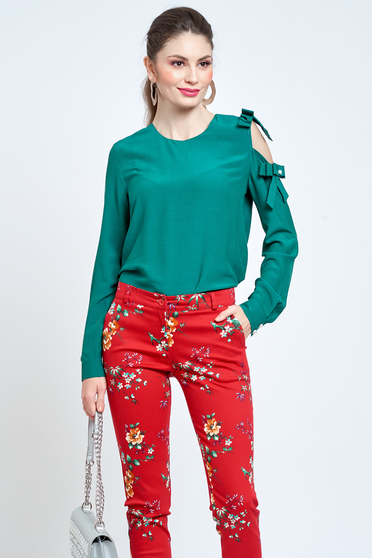 Bluza dama PrettyGirl verde eleganta cu croi larg din material vaporos