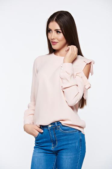 Bluza dama PrettyGirl rosa eleganta cu croi larg din material vaporos