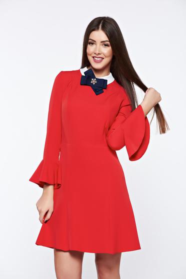 Rochie PrettyGirl rosie eleganta din stofa usor elastica captusita pe interior