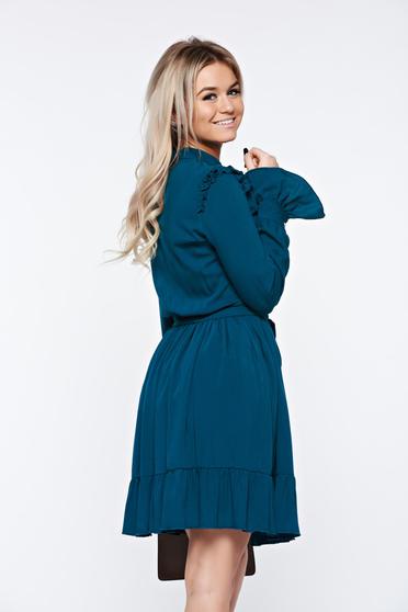 poze cu Rochie PrettyGirl verde de zi din material vaporos captusita pe interior
