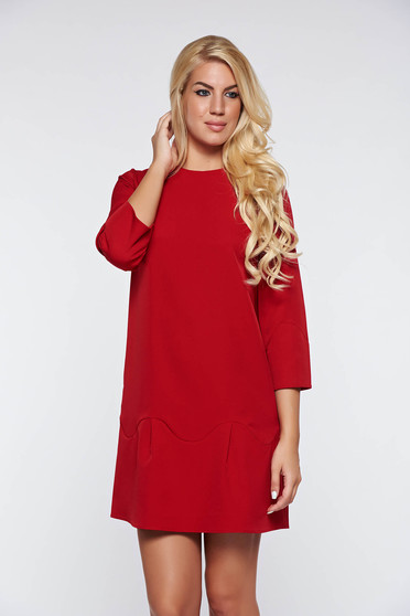 Rochie PrettyGirl rosie eleganta cu croi larg accesorizata cu o fundita