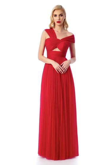 Rochie Ana Radu rosie de lux din tul captusita pe interior pe umeri Rochie Ana Radu rosie de lux din tul captusita pe interior pe umeri