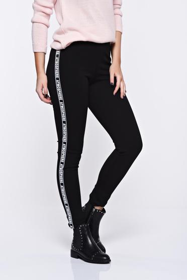 Colanti negri din material moale usor elastic cu talie medie cu elastic