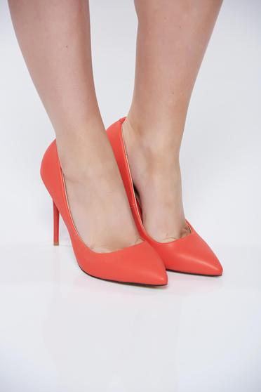 poze cu Pantofi stiletto corai office cu toc inalt din piele ecologica