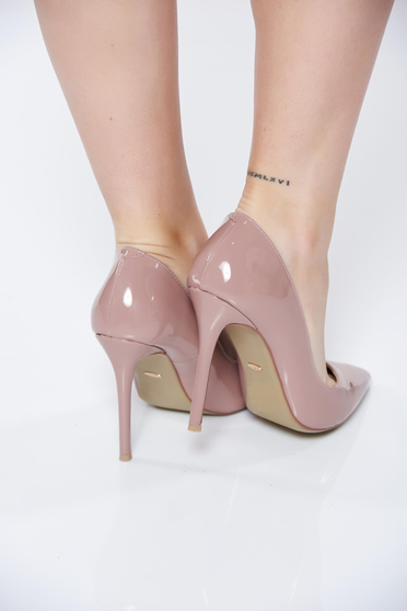 poze cu Pantofi stiletto rosa eleganti cu toc inalt cu varful usor ascutit