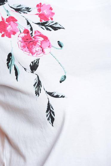 poze cu Tricou Top Secret alb casual din bumbac cu croi larg cu imprimeuri florale