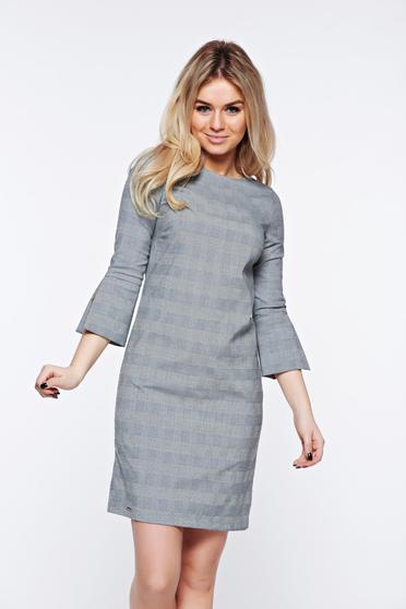 Rochie Top Secret gri office cu croi larg din stofa subtire usor elastica
