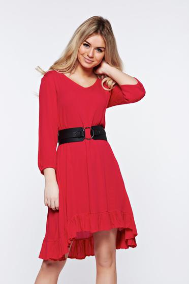 Rochie Top Secret rosie casual cu croi larg cu volanase la baza rochiei