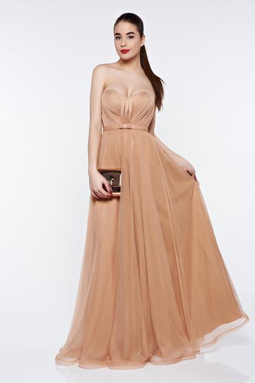 Rochie Ana Radu crem de lux in clos din tul captusita pe interior cu bust buretat