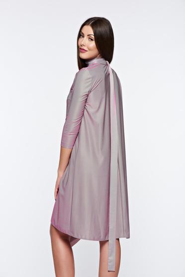 poze cu Rochie StarShinerS lila de ocazie asimetrica din material satinat cu decolteu in v