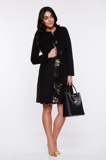 Trench LaDonna negru elegant captusit pe interior cu buzunare
