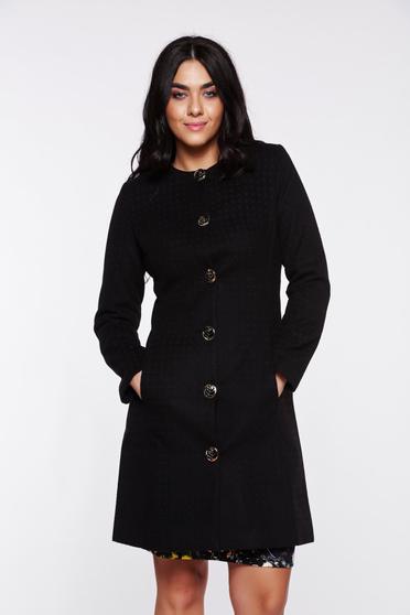 Trench LaDonna negru elegant captusit pe interior cu buzunare