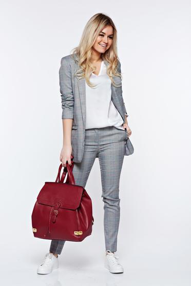 poze cu Sacou Top Secret gri office din stofa subtire usor elastica captusit pe interior
