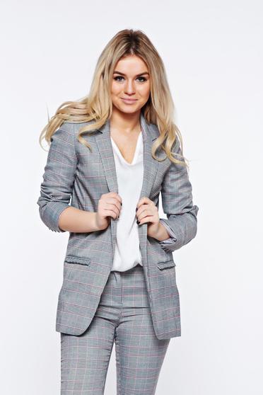 Sacou Top Secret gri office din stofa subtire usor elastica captusit pe interior
