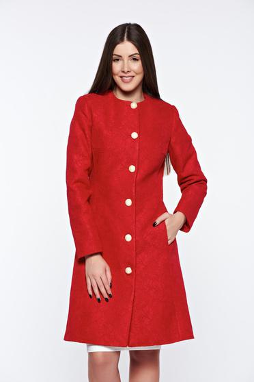 poze cu Trench LaDonna rosu elegant captusit pe interior cu buzunare