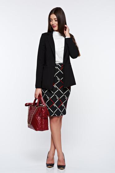 Fusta LaDonna neagra office tip creion cu talie inalta din material fin la atingere