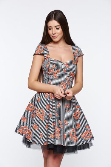 Rochie Artista portocalie de ocazie in clos cu bust buretat cu tul pe dedesupt