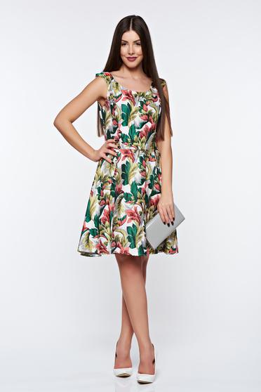 poze cu Rochie Artista verde eleganta in clos din jaquard captusita pe interior