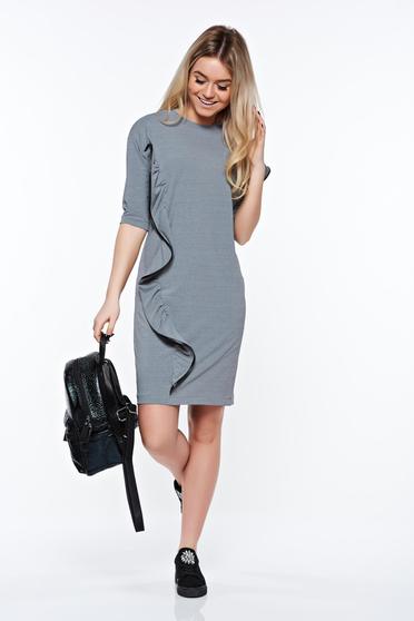 Rochie StarShinerS gri casual cu croi larg din material elastic cu volanase