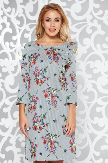 Rochie StarShinerS neagra de zi cu croi larg din bumbac neelastic cu volanase