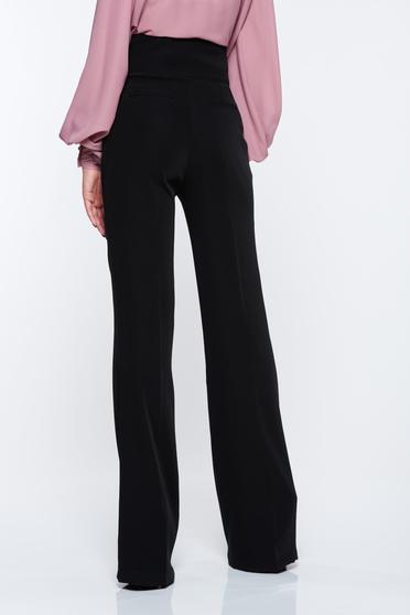 poze cu Pantaloni PrettyGirl negri eleganti cu talie inalta evazati cu buzunare