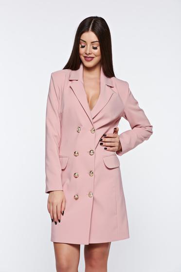 Rochie LaDonna rosa office tip sacou captusita pe interior cu decolteu in v