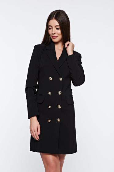 Rochie LaDonna neagra office tip sacou captusita pe interior cu decolteu in v