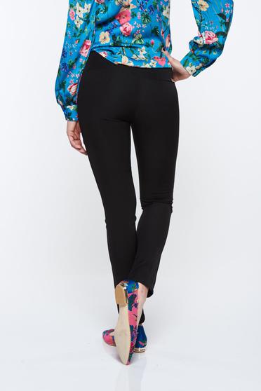poze cu Pantaloni PrettyGirl negri office conici cu talie inalta cu buzunare