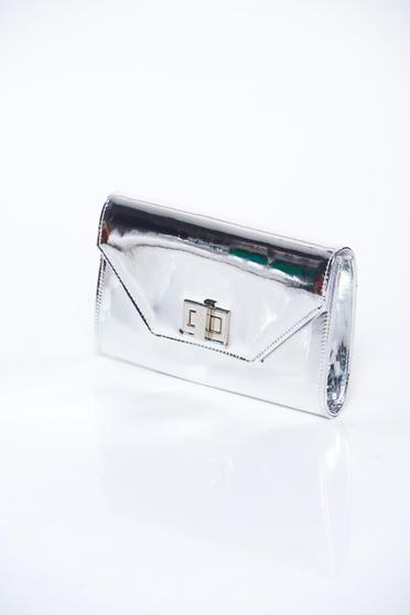 poze cu Geanta dama argintie plic eleganta din material lucios